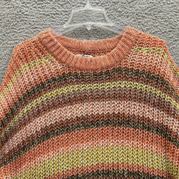 American Eagle Sweater‎ Womens Medium Multicolor Striped Chunky Knit Oversized - Picture 2 of 11